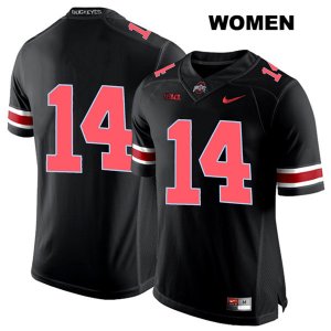 Women's NCAA Ohio State Buckeyes K.J. Hill #14 College Stitched No Name Authentic Nike Red Number Black Football Jersey YX20L77KM